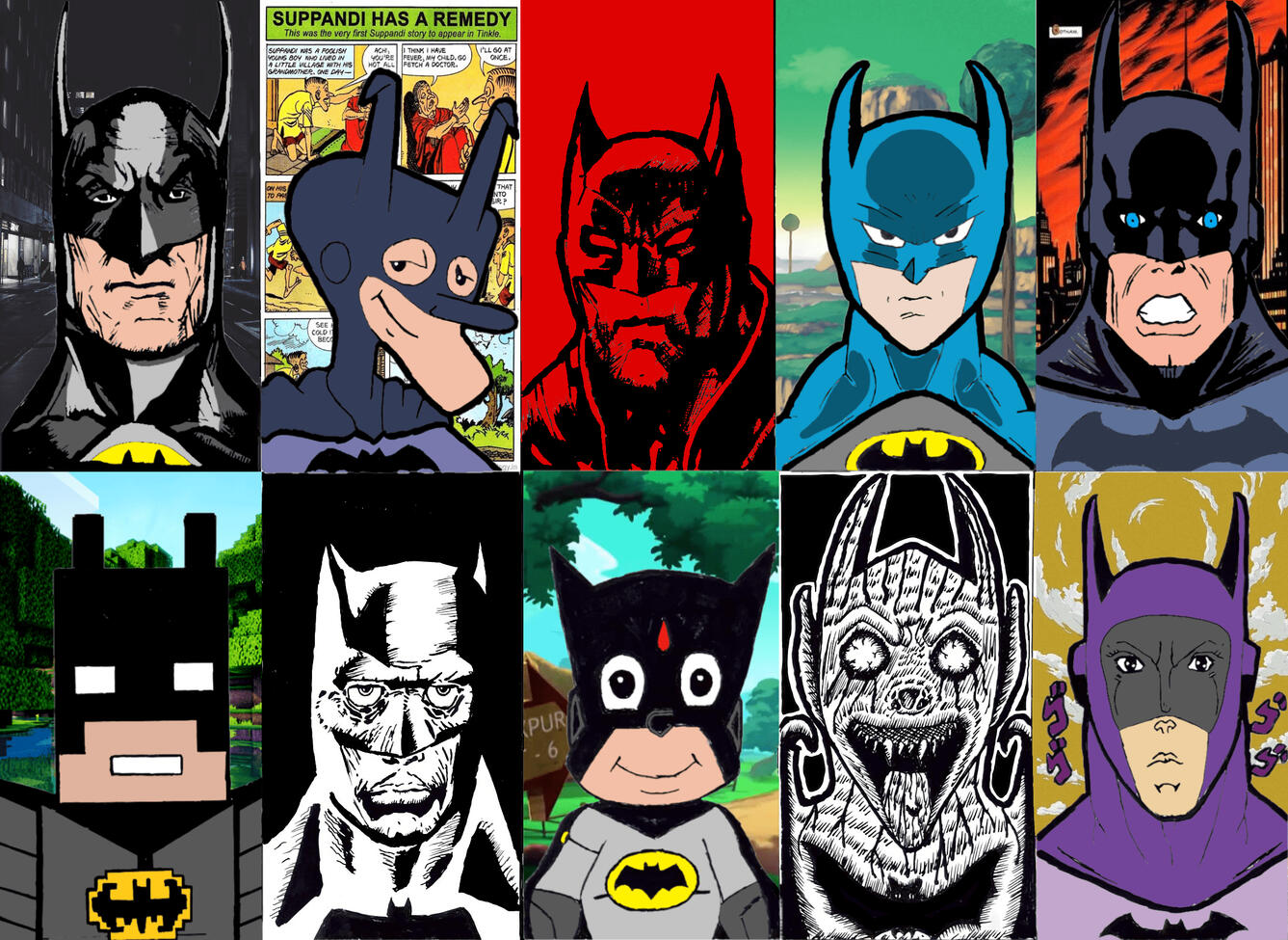 Batman in 10 different styles